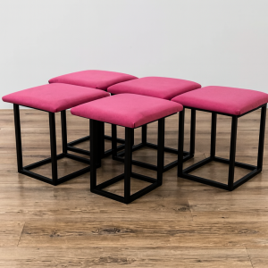 Taburete multifuncional 5 en 1 de terciopelo – color rosa