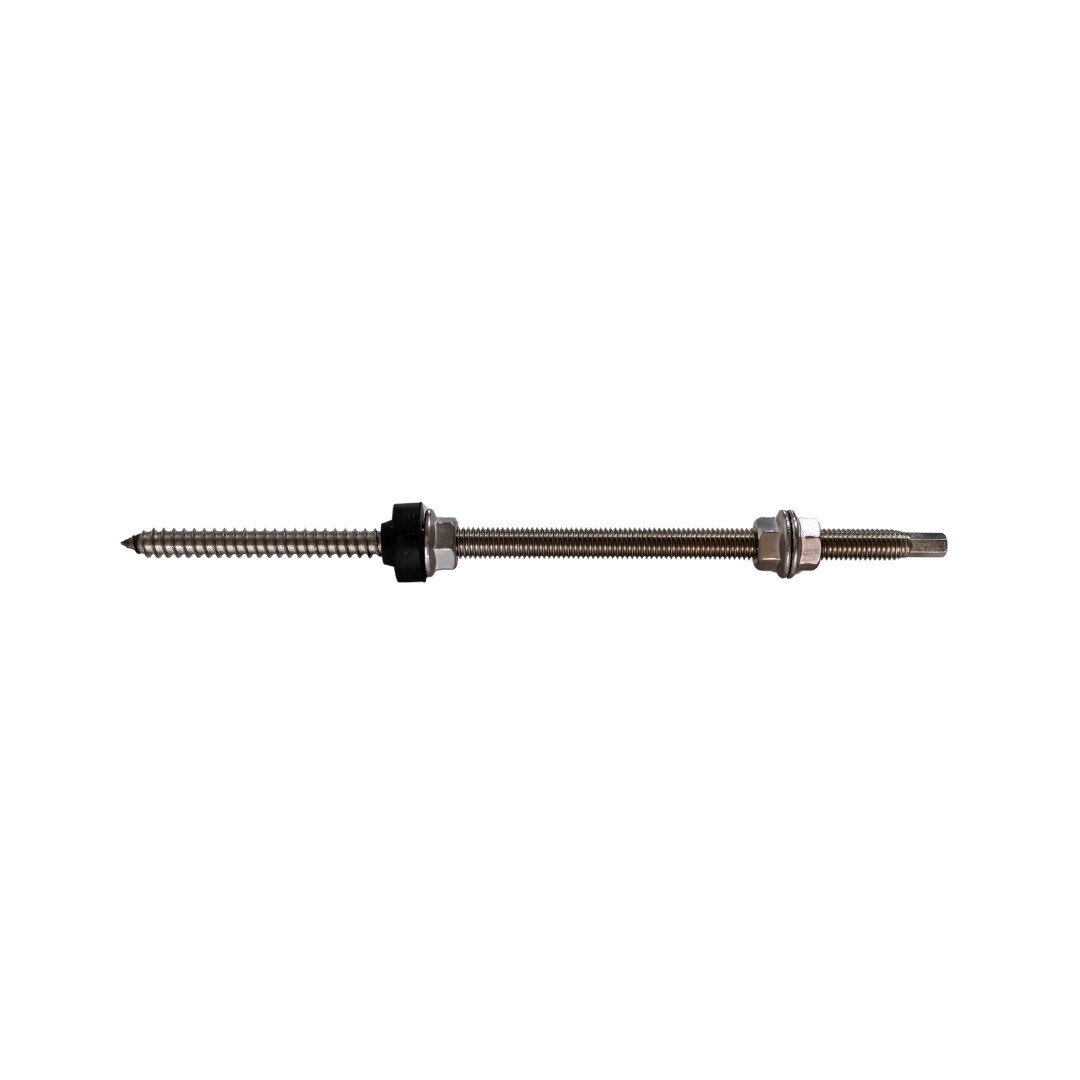 Tornillo de fijación de acero inoxidable M10 X 200 mm con cabeza hexagonal SW7 provisto de 3 tuercas de acero inoxidable 2 Tornillo de fijación de acero inoxidable M10 X 200 mm con cabeza hexagonal SW7 provisto de 3 tuercas de acero inoxidable