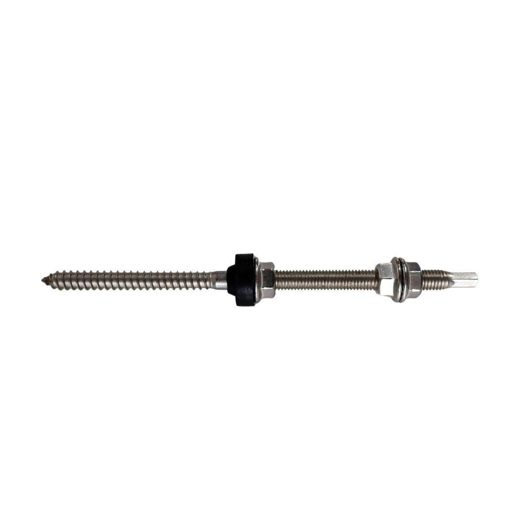 Tornillo de fijación de acero inoxidable M10 X 200 mm con cabeza hexagonal SW7 provisto de 3 tuercas de acero inoxidable Tornillo de fijación de acero inoxidable M10 X 200 mm con cabeza hexagonal SW7 provisto de 3 tuercas de acero inoxidable