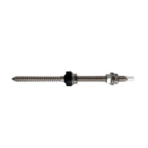 Tornillo de fijación de acero inoxidable M10 X 250 mm con cabeza hexagonal SW7 provisto de 3 tuercas de acero inoxidable