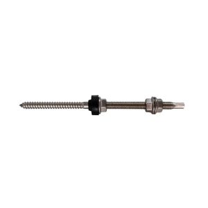 Tornillo de fijación de acero inoxidable M10 X 250 mm con cabeza hexagonal SW7 provisto de 3 tuercas de acero inoxidable