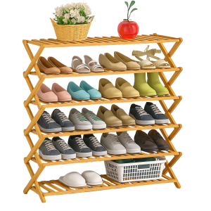 Zapatero de bambú de 5 niveles