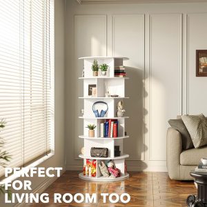 Zapatero giratorio 6 niveles blanco – Diseño moderno de madera y plástico