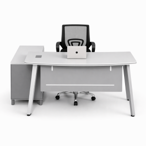 Conjunto de escritorio con armario lateral y silla ergonómica de malla negra - 16001400750