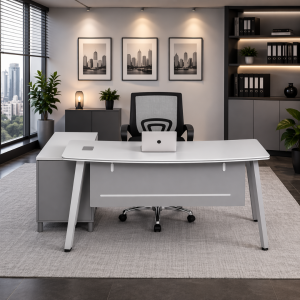 Conjunto de escritorio con armario lateral y silla ergonómica de malla negra - 16001400750