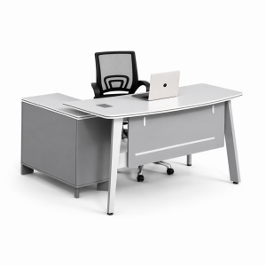 Conjunto de escritorio con armario lateral y silla ergonómica de malla negra - 16001400750