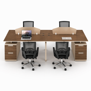 Conjunto de estación de trabajo para 4 personas con sillas ergonómicas de malla para oficina - W2400×D1200×H750