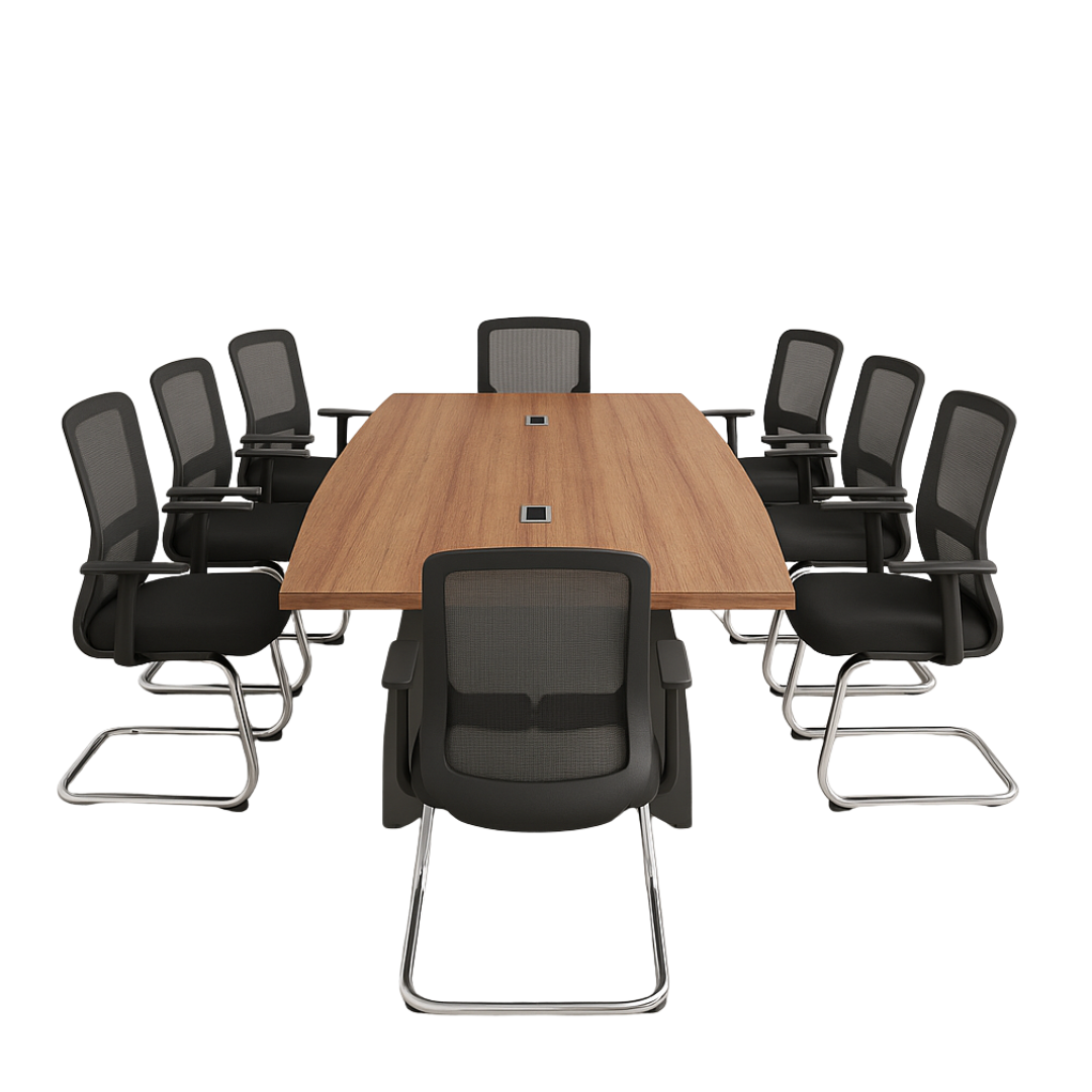 Conjunto de mesa de conferencias y sillas ergonómicas – diseño moderno elegante y de calidad premium Conjunto de mesa de conferencias y sillas ergonómicas – diseño moderno elegante y de calidad premium