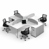 Conjunto de oficina con silla ergonómica con respaldo de malla y escritorio operativo para 4 puestos - 2400×2800×750