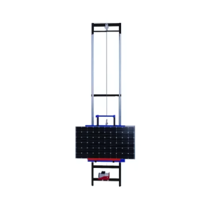 Elevador electrico de acero altura maxima 12 m con carro movil y mando a distancia para elevacion de mercancias y paneles solares fotovoltaicos