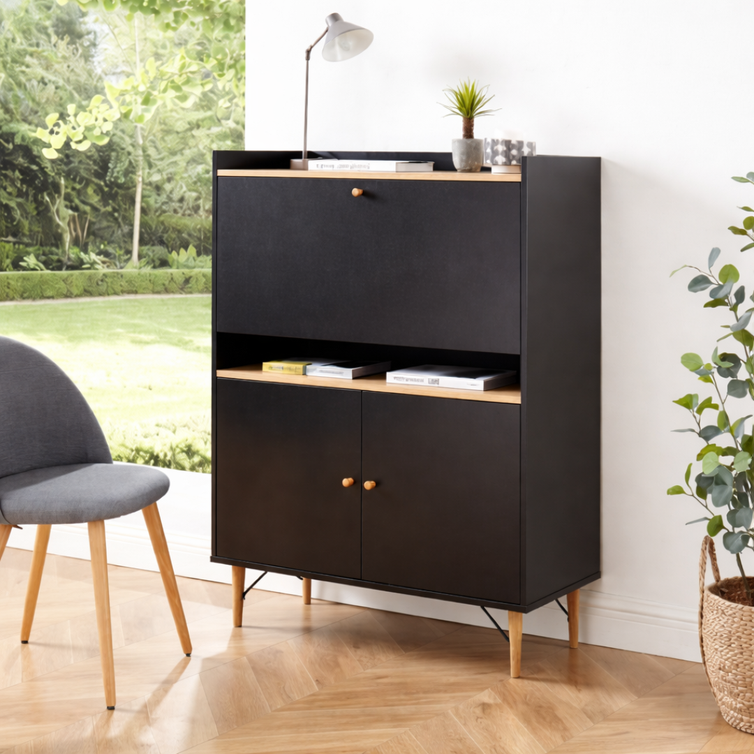 Escritorio abatible– diseño compacto superficie de trabajo práctica negro 3 Escritorio abatible– diseño compacto superficie de trabajo práctica negro