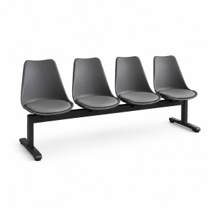 Conjunto Sydney de 4 respaldos y 4 cojines grises para bancadas de sala de espera