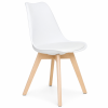 Silla Sydney de cuero ecológico blanco, patas de madera - dimensiones 48x50x82 cm