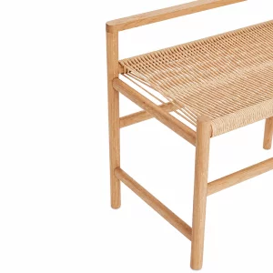 Banco de madera maciza de acacia con asiento de cuerda trenzada5