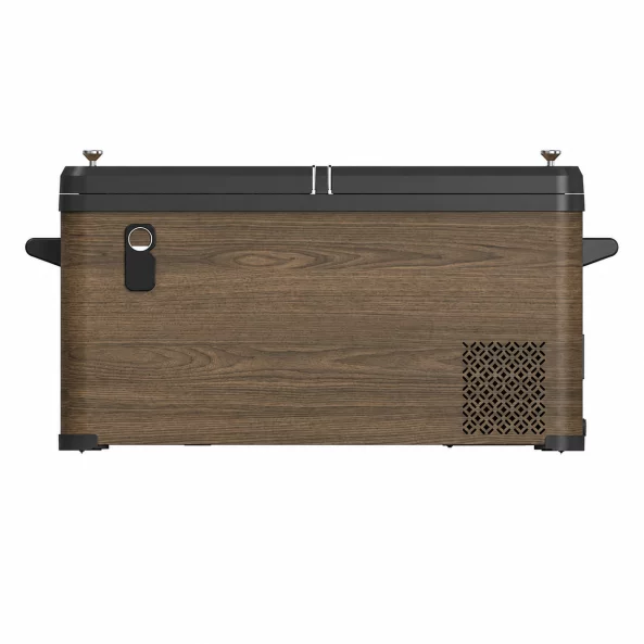 Refrigerador móvil con ruedas, 49.6L – 88 x 39 x 94 cm, madera rústica3