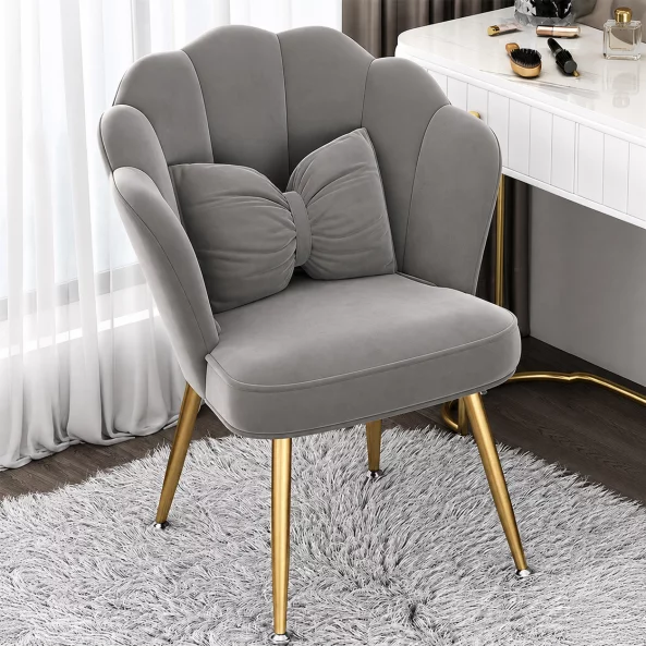 Silla PEARL – diseño curvo, tapizada en textil, patas de hierro, gris1