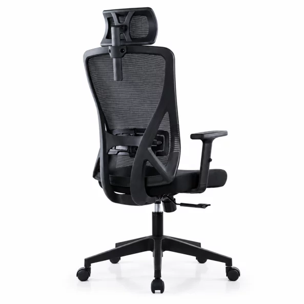 Silla de oficina ergonómica Novio con reposacabezas ajustable 2D, negro – 510 × 640 × 1165 mm3