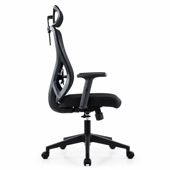 Silla de oficina ergonómica Novio con reposacabezas ajustable 2D, negro – 510 × 640 × 1165 mm4