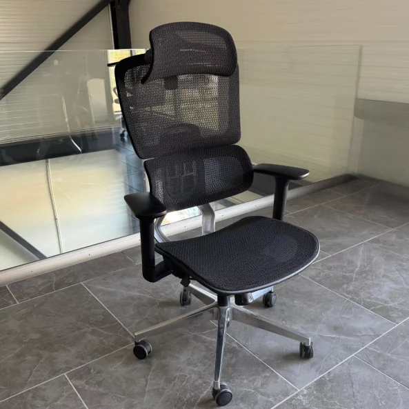 Silla ergonómica Ergo Breeze con reposacabezas 4D y mecanismo sincronizado – W720×D665×H1200-1260mm, negro1