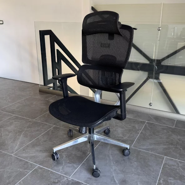 Silla ergonómica Ergo Breeze con reposacabezas 4D y mecanismo sincronizado – W720×D665×H1200-1260mm, negro2