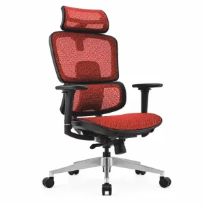 Silla ergonómica Ergo Breeze, con reposacabezas 4D y mecanismo sincronizado – An720×Pr665×Al1200-1260mm, rojo
