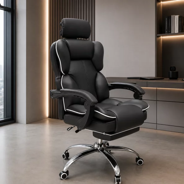 Silla gaming ergonómica con reclinación hasta 120° y reposacabezas ajustable – 650 × 520 × 1220–1320 mm1